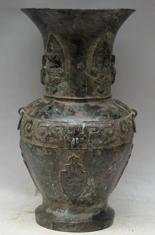 

Песня voge gem S1780 18 "Старый Древняя китайская Бронзовая фигурка периода династии в народном стиле животного судно цветок бутылка ваза для цветов