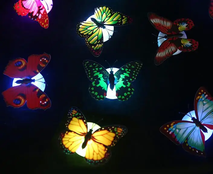 

5.5*6*3.6CM glowing butterfly night lamp led bottom sticker night light for children romantic Home Decorative Wall Nightlight