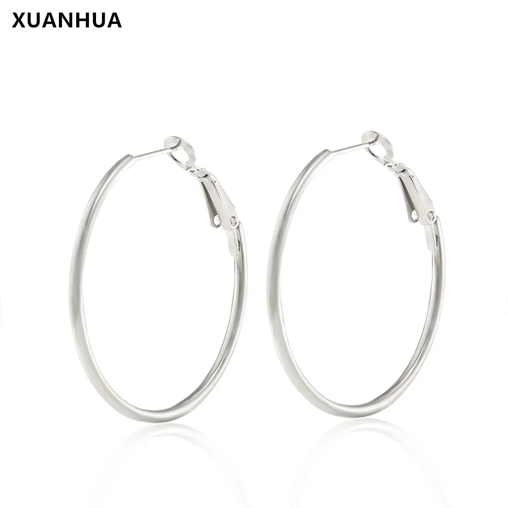 Модные круглые серьги кольца XUANHUA из нержавеющей стали для женщин геометрические