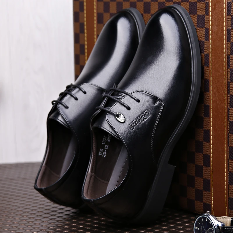 2019 New Men's Quality PU Leather Work Shoes Zapatos De Hombre Size 38-44 Black Soft Man Dress Autumn Men | Обувь