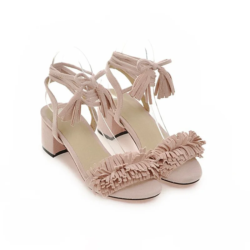 Плюс Размеры кисточкой Сандалии для девочек Для женщин 2018 Новая модная летняя