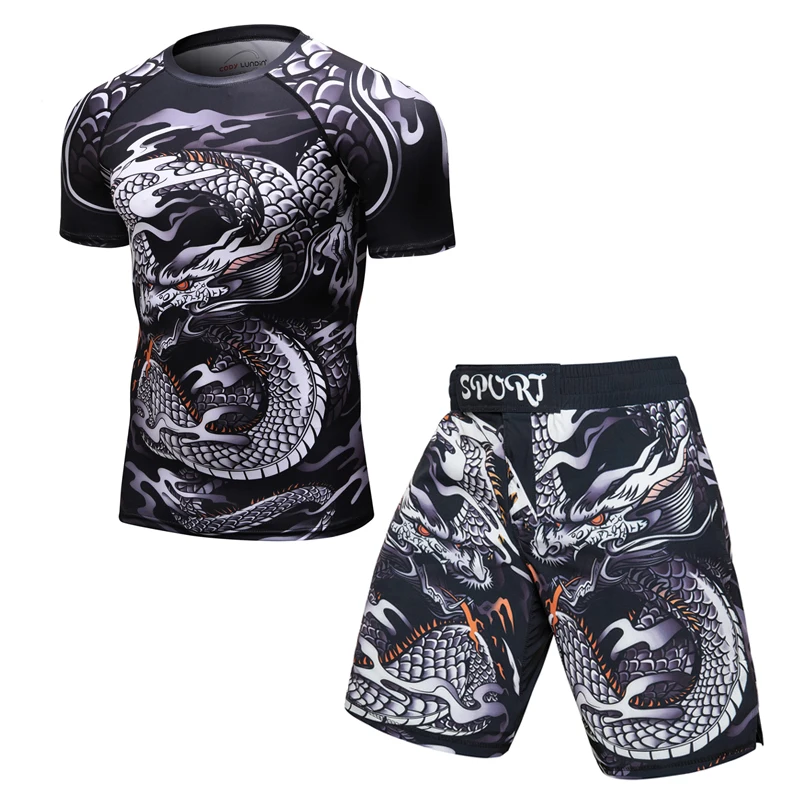 Новый бренд UFC MMA тренировки компресс Мужская футболка с длинными рукавами BJJ 3D
