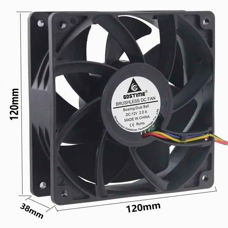1 шт Gdstime 12 см четыре провода 4Pin FG ШИМ 120*120*38 мм DC 12 В двойной шар PC Вентилятор охлаждения 120 мм x 38 мм Большой кулер 12038B 2A