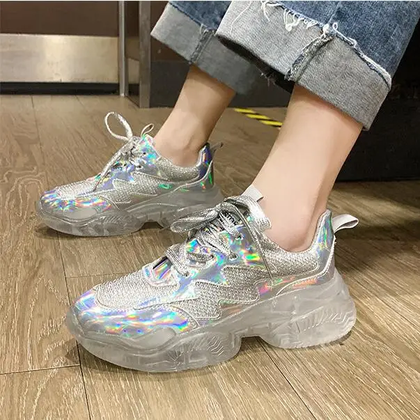 Женские Дизайнерские кроссовки повседневная обувь на платформе прозрачная