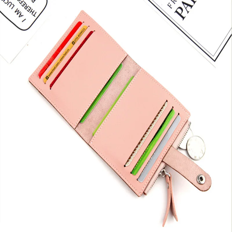 Small Purse Lady Short Wallet Snap Fastener Zipper Female Clutch Multifunctional Women Coin For Credit Card Holder | Багаж и сумки