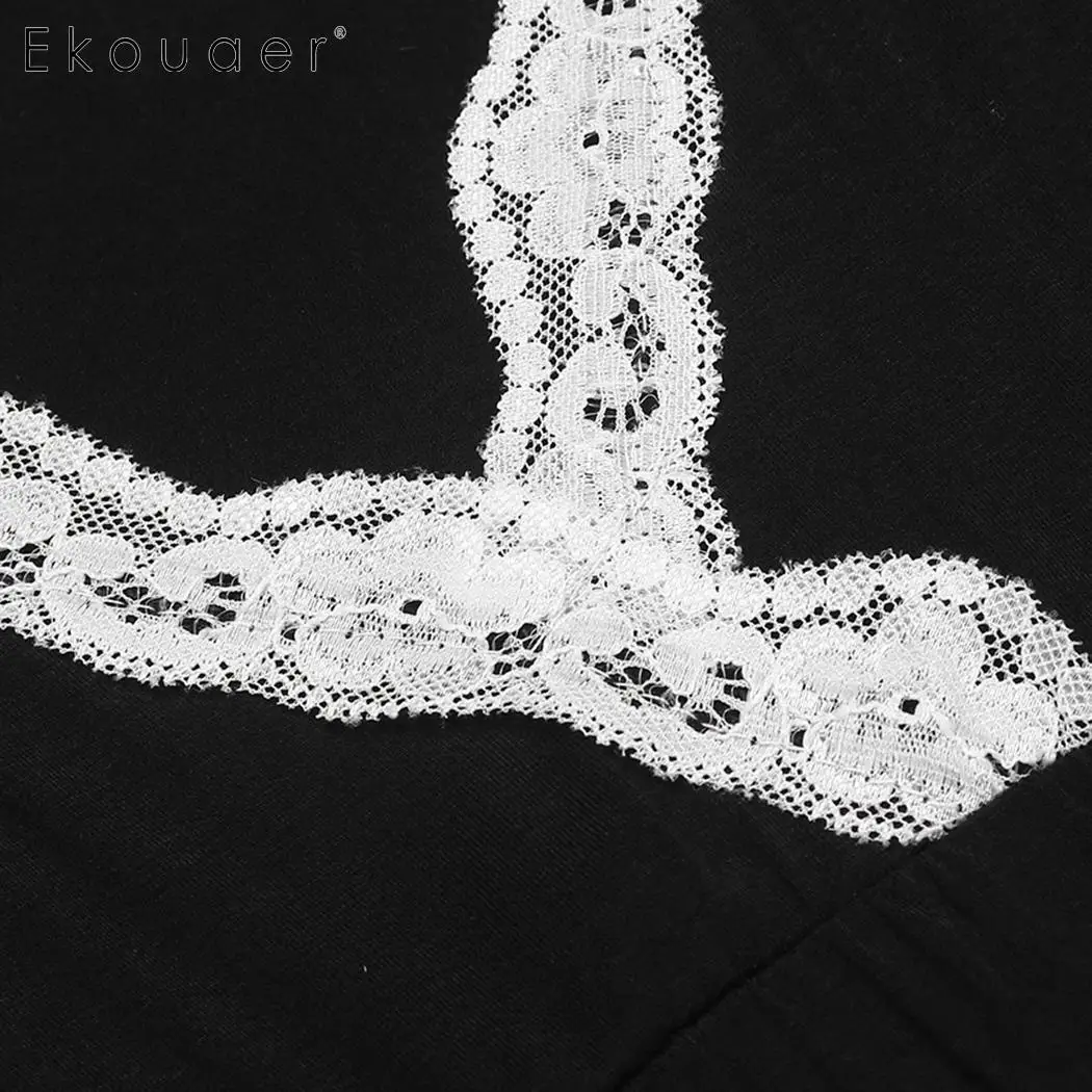 Ekouaer женский пижамный комплект хлопковая мягкая ночная рубашка с треугольным