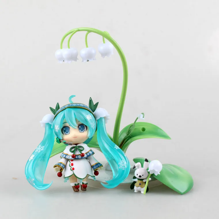 Бесплатная доставка Милая 4 &quotNendoroid VOCALOID Hatsune Снежная Мику колокольчик. ПВХ