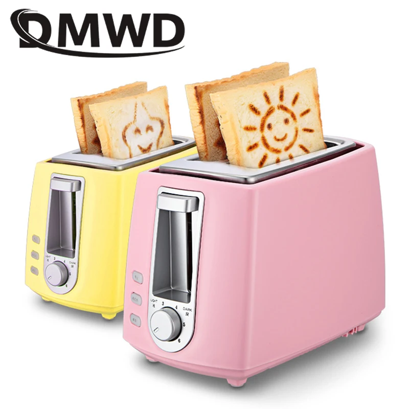 DWMD Stainless Steel Electric Toaster Household Automatic Baking Bread Maker Breakfast Machine Toast Sandwich Grill Oven 2 Slice