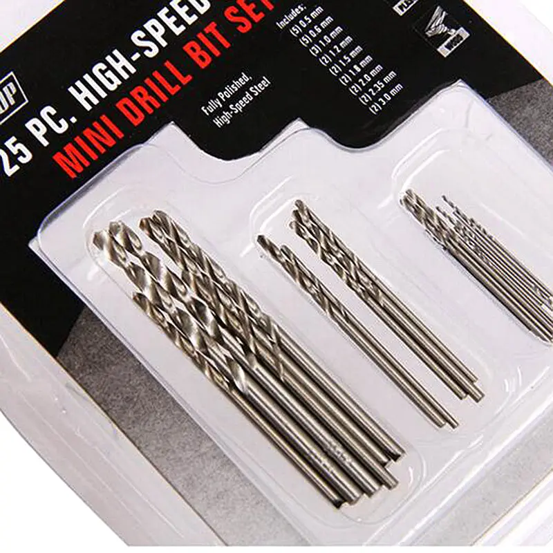 25 шт. быстрорежущая стальная сверла 0 5 мм-3 мм мини семейный ремонтный инструмент
