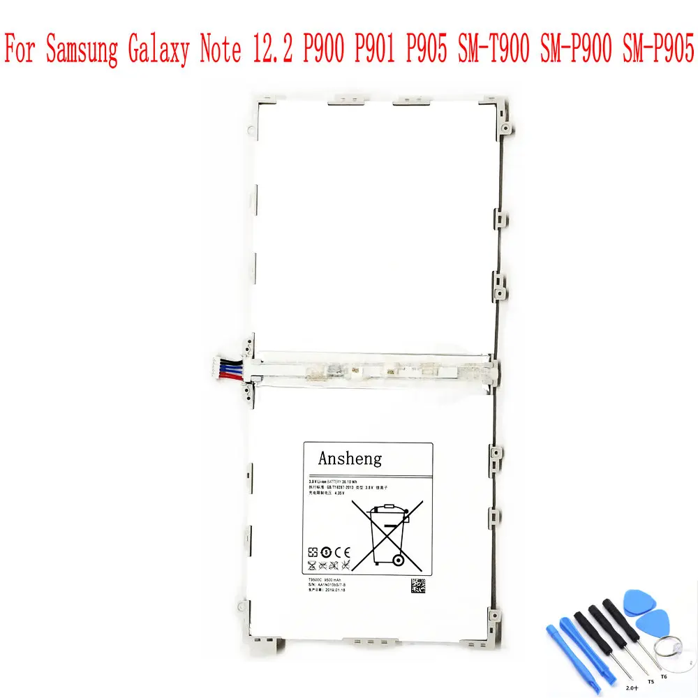 Ansheng оригинальный аккумулятор T9500C/E/K 9500mAh для Samsung Galaxy Note 12 2 P900 P901 P905 SM T900