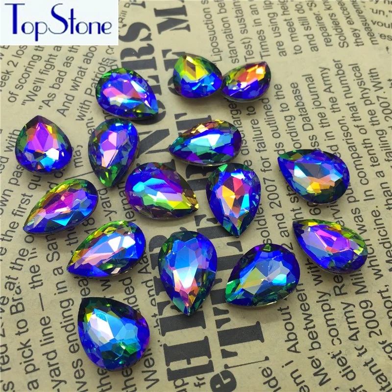 Радужный цвет AB стекло кристалл КАПЛЕВИДНАЯ заостренная задняя Стразы 6x10 8x13 10x14
