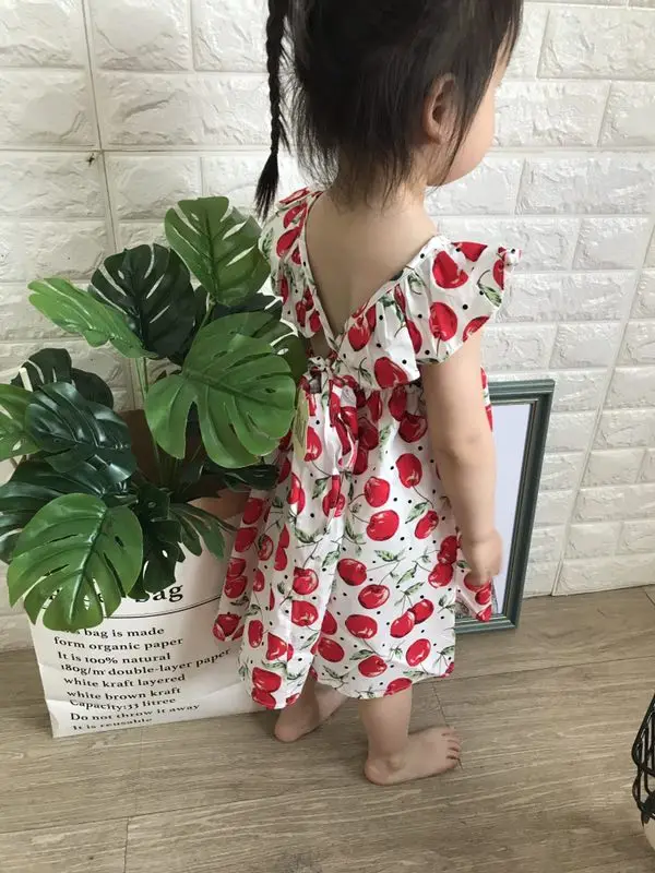 ShiJ Baby Girls Dress Summer Kids Outfits Cherry Sundress | Детская одежда и обувь