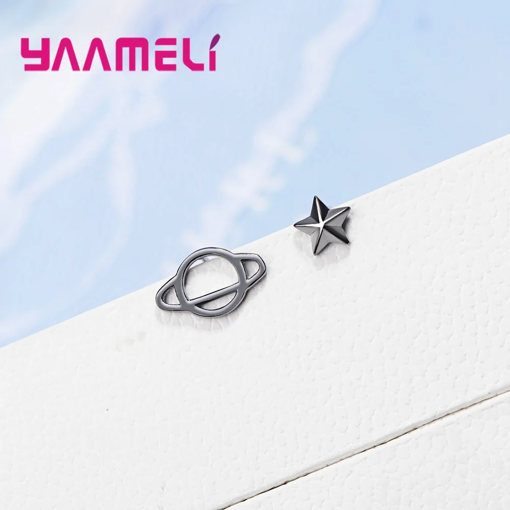 Серьги гвоздики женские Асимметричные из серебра 925 пробы с крошечными 3D