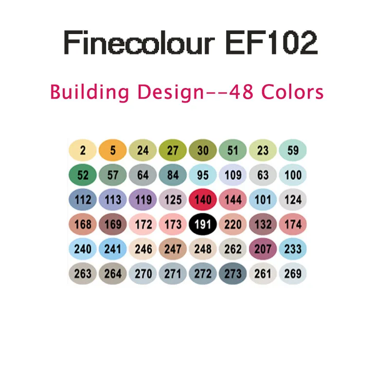 Finecolour на спиртовой основе маркеры с кистью EF102 мягкий ультра тонкого помола ручки 12/24/36/60/72 Цвета школьный комплект с двойной головкой маркер для рисования - Цвет: 48 Building EF102