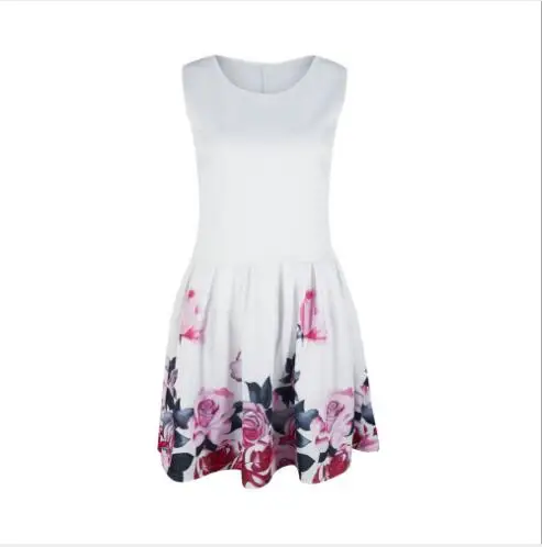 Женское платье без рукавов с круглым вырезом повседневное пляжное мини размера