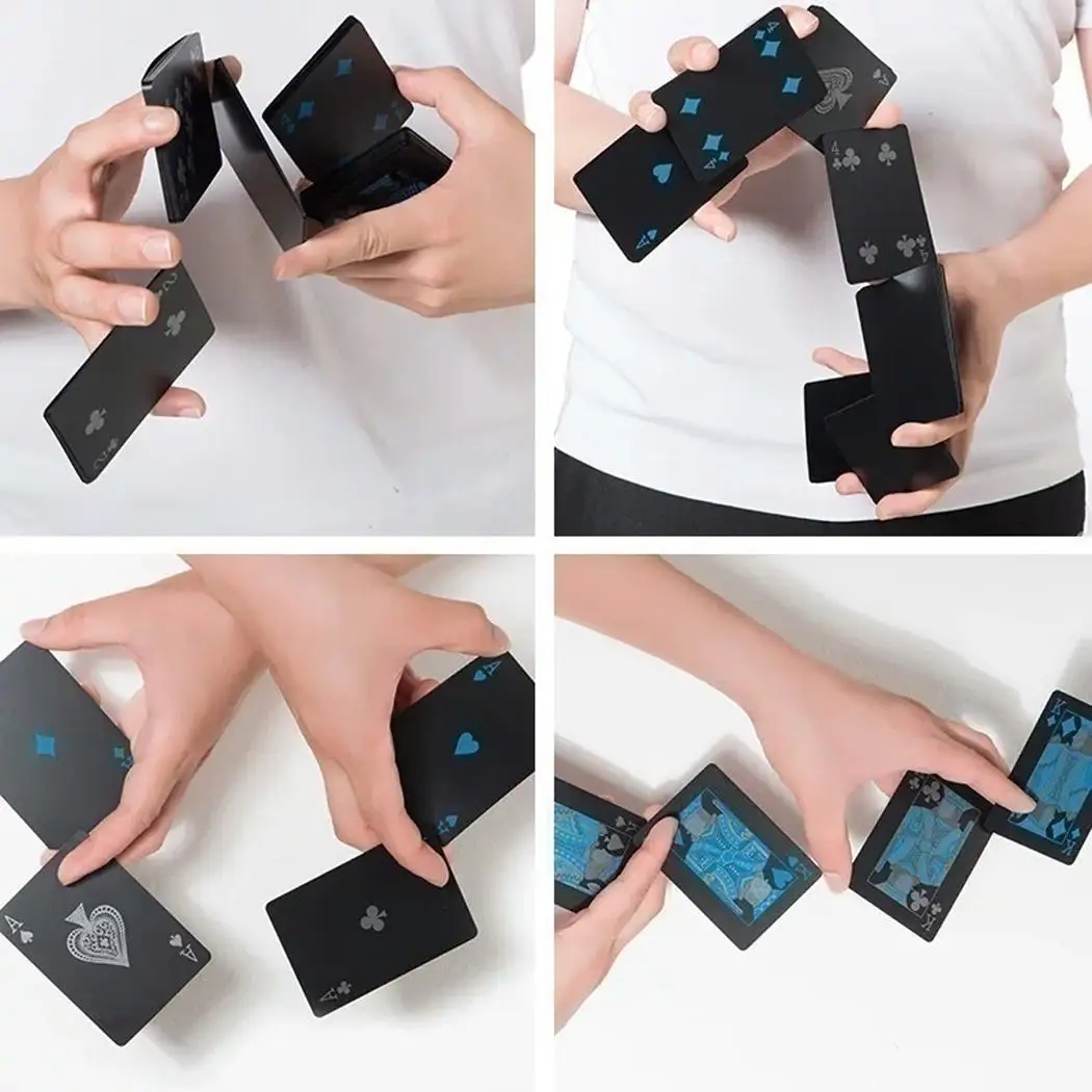 ПВХ Водонепроницаемый Черный покер доска игра карты игральные Волшебный