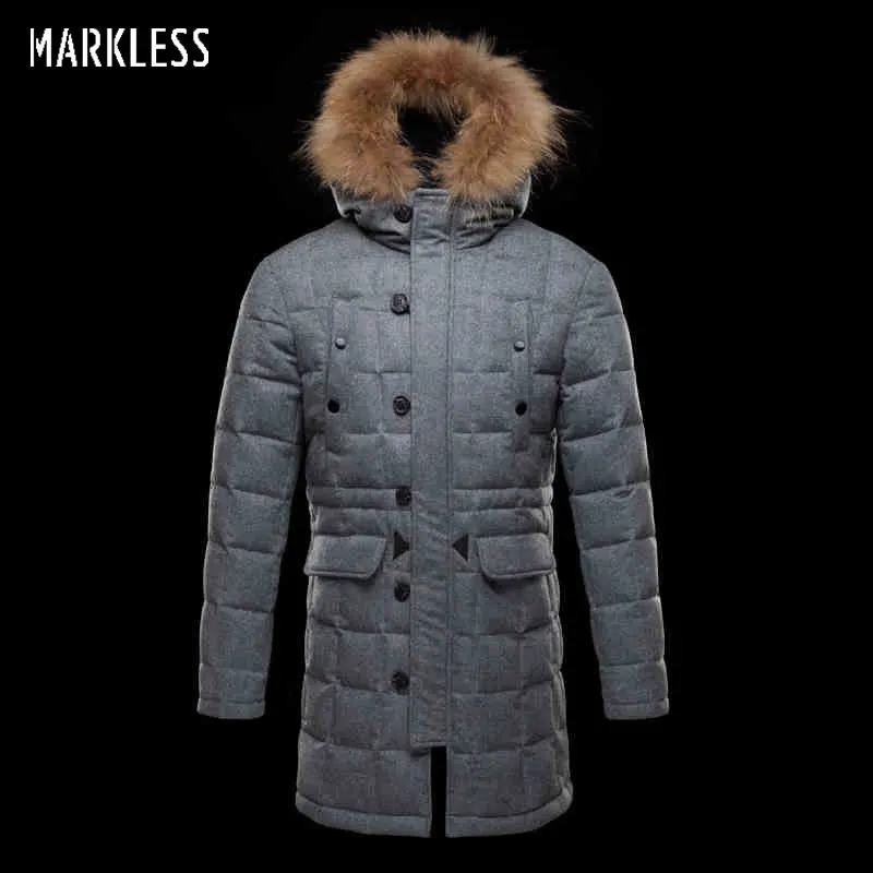 Мужская парка с капюшоном Markless теплая длинная из шерсти на каждый день YRA7320|outerwear