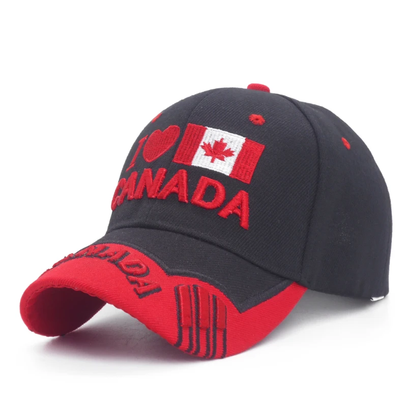 Я люблю Канаду вышивка женская бейсболка флаг Канады Шляпа Snapback Регулируемая Мужская Casquette Gorras - Цвет: Canada