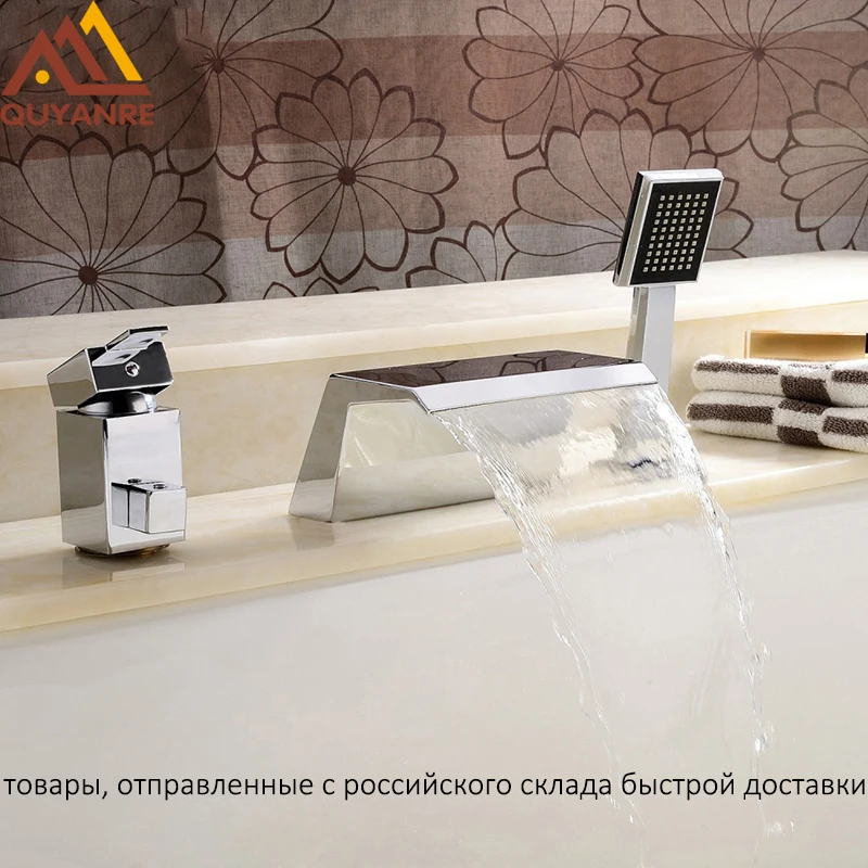Quyanre RU отгрузка хром 3 шт. смеситель для умывальника носик 2 way с одной ручкой