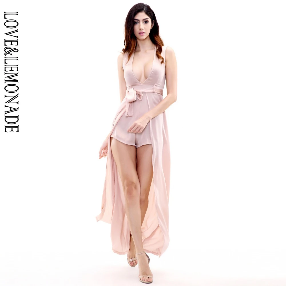 Love & Lemonade v образный вырез ремень светильник ткань комбинезоны TB 9256|belted jumpsuit|sexy