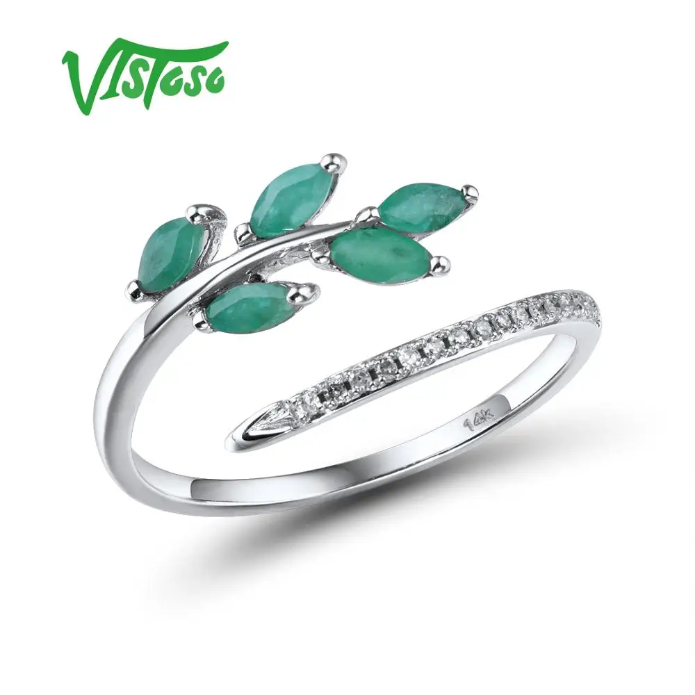 VISTOSO 14 K кольца из белого золота для леди подлинный Блестящий Бриллиант Необычные