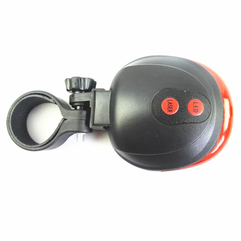 Задний фонарь (5 светодиодов + 2 лазера) велосипедный предупреждающий задний для