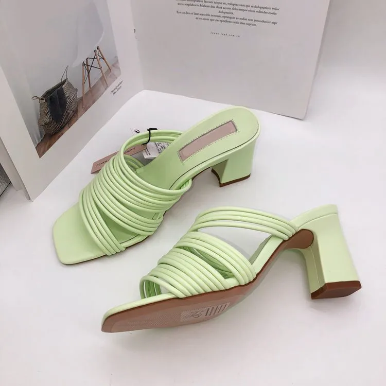 

Bow Knot Plus Size Mules Heels Leather Flat Summer Ladies New 2021 Slippers Female Modis Low Outside Butterfly Large Slipon