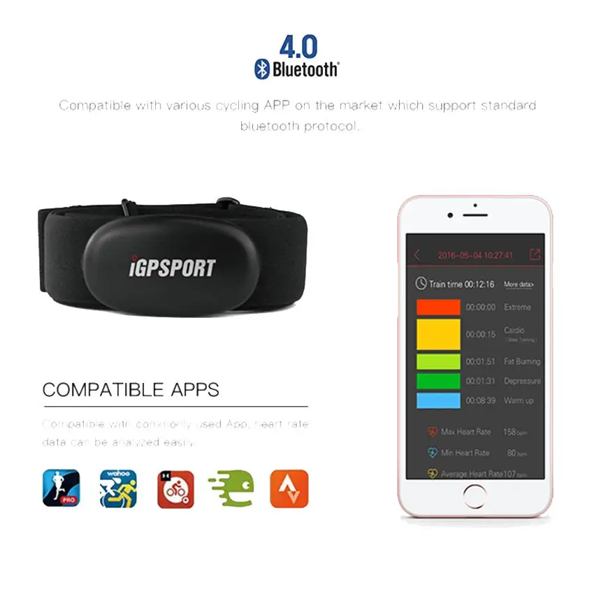 IGPSPORT беспроводной ANT+ датчик пульса подходит для Garmin Bryton компьютера без датчика хост пульса нагрудные ремни