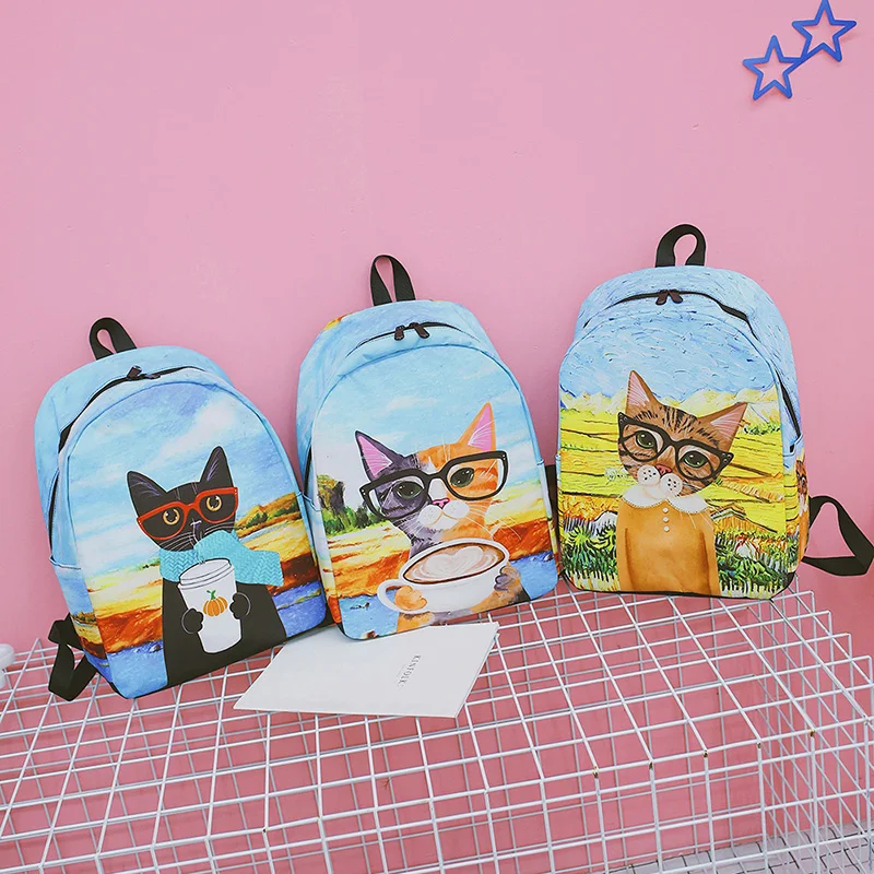 Рюкзак с изображением котенка милый кот Kawaii рюкзаки Детская сумка для книг