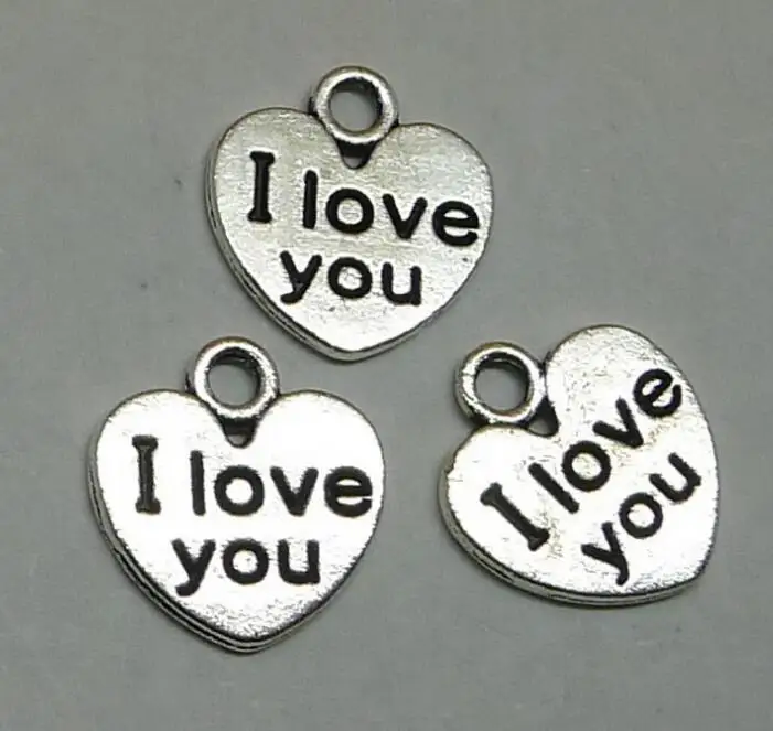 Винтажные серебряные подвески в виде сердца для браслета ювелирных изделий