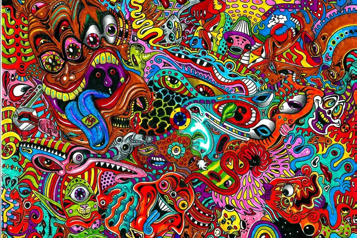 

canvas fabric poster custom print psychedelic drawing PYR085 for wall art room decor home decoration (frame available)