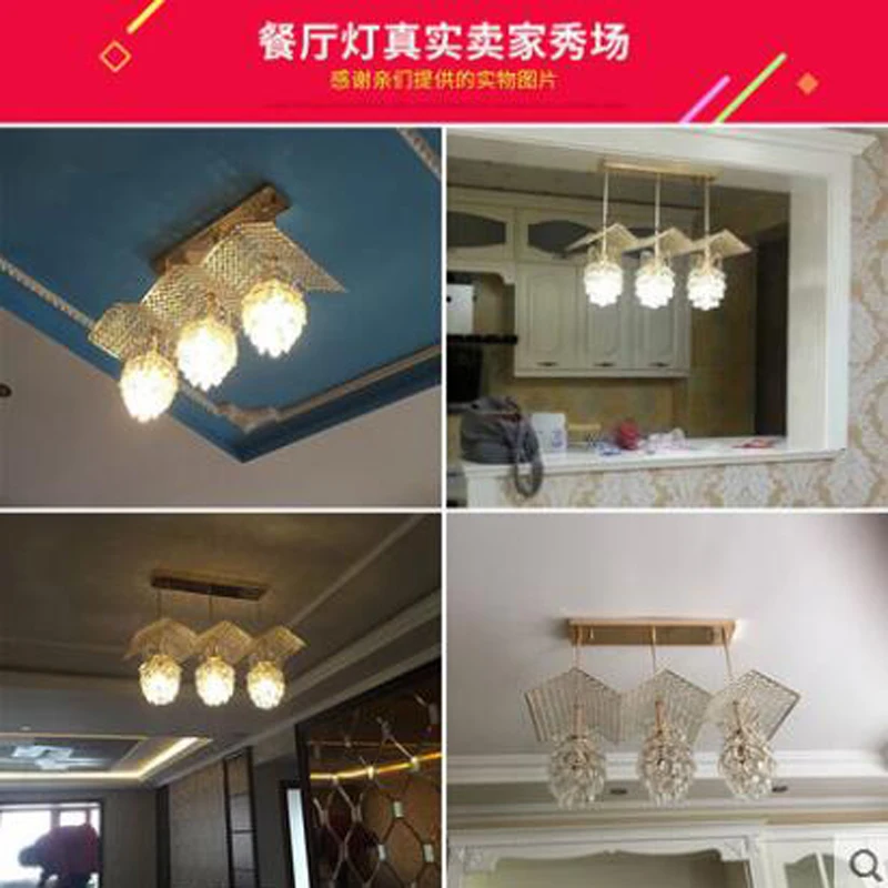 

Restaurant light chandelier three crystal chandelier modern simple meal chandelier personality creative bedroom lamp bar table