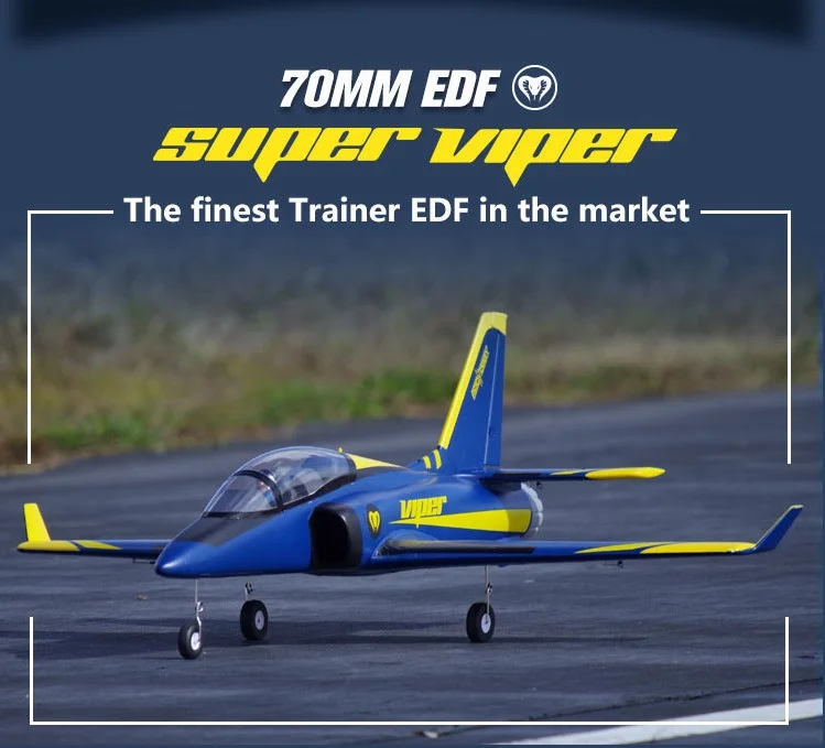 FMS 70 мм Ducted Fan EDF Super Viper Jet Trainer Blue 6S 6CH с убирающими клапанами EPO PNP RC модель