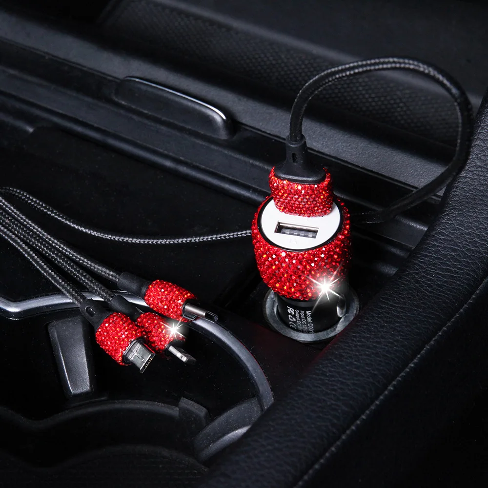 1 Piece Car Quick Charging Line 3 in For Android/IOS System/TYPE-C Diamond Gift Decorate Your | Автомобили и мотоциклы