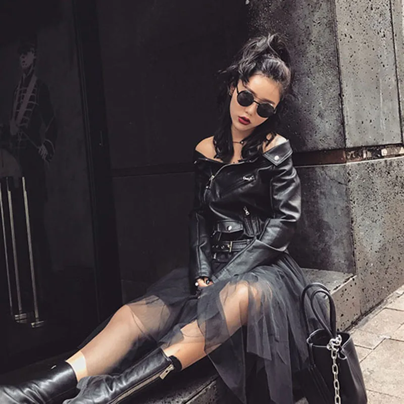 TWOTWINSTYLE сетчатая юбка для женщин эластичная высокая талия асимметричная