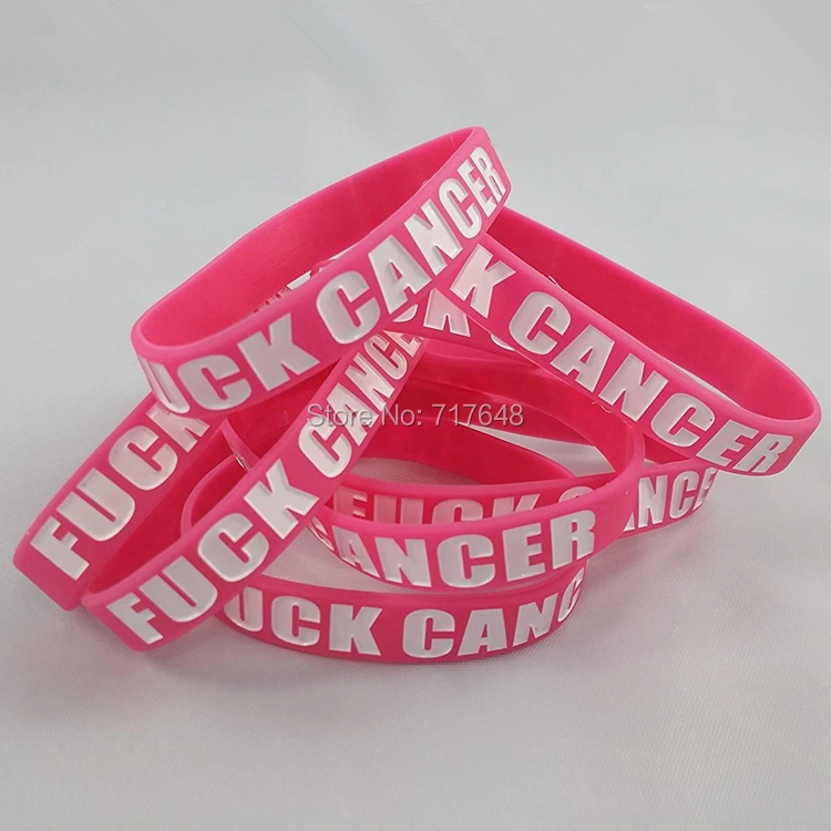 300PCS Cancer Awareness black magenta pink purple yellow wristband silicone bracelets free shipping by FEDEX | Украшения и