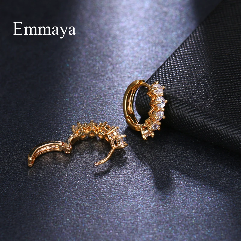 EMMAYA роскошные женские серьги-гвоздики с золотым кубическим цирконием и пряжкой