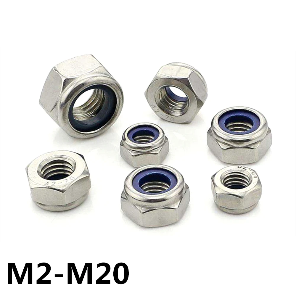 M2 5 M3 M4 M5 M6 M8 M10 M12 M14 M16 M18 M20 304 Стопорная гайка из нержавеющей стали нейлоновая