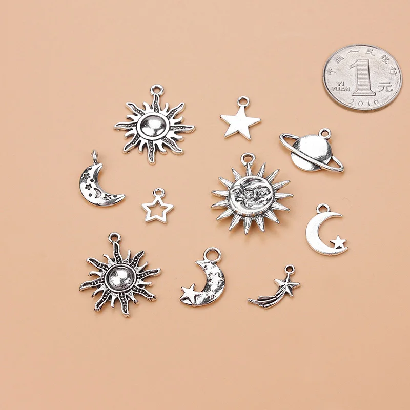 10 шт./лот смешанный стиль металлические подвески из сплава античные серебристые