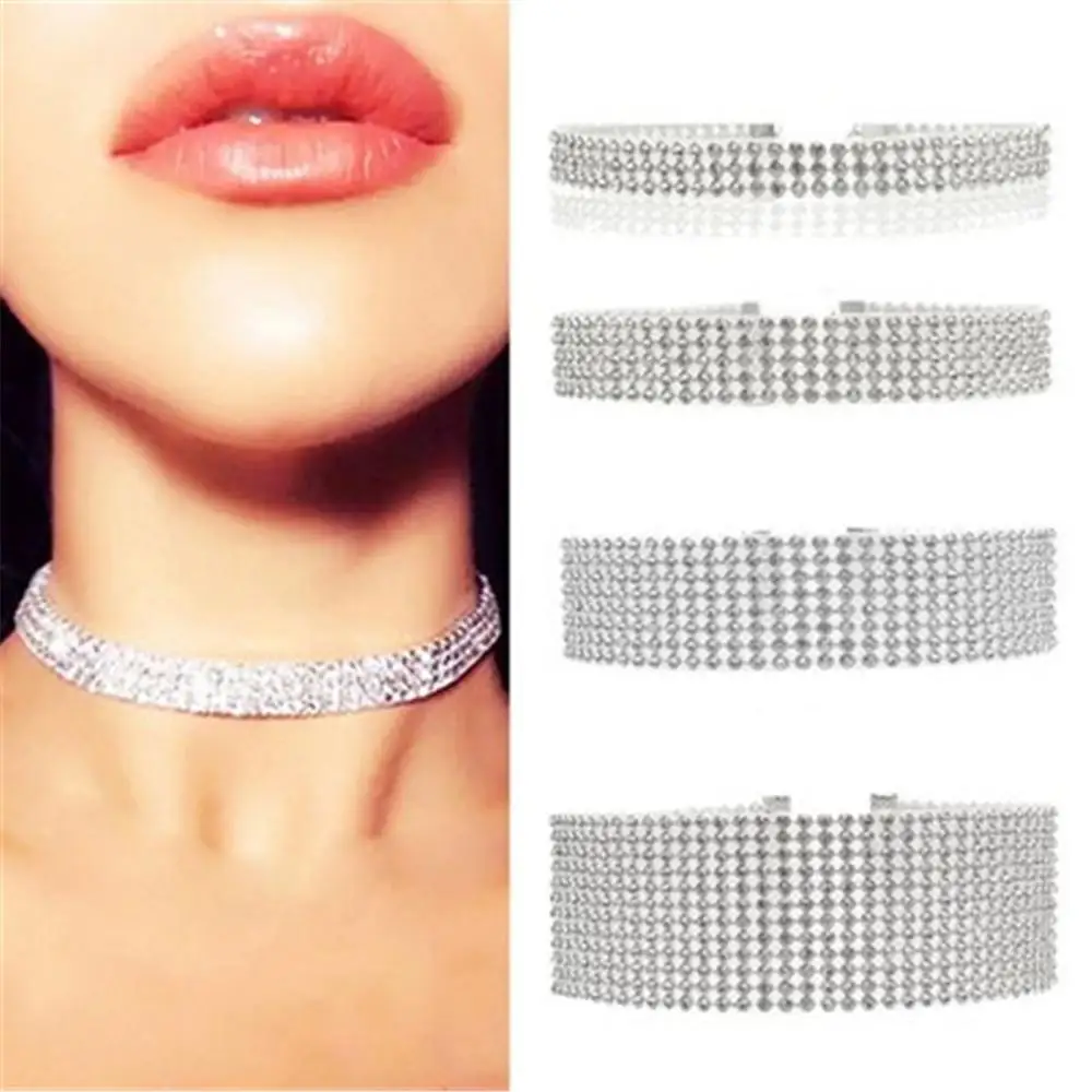 SexeMara Women Full Shining Crystal Rhinestone Choker Necklace Wedding Jewelry Chic Trendy | Украшения и аксессуары