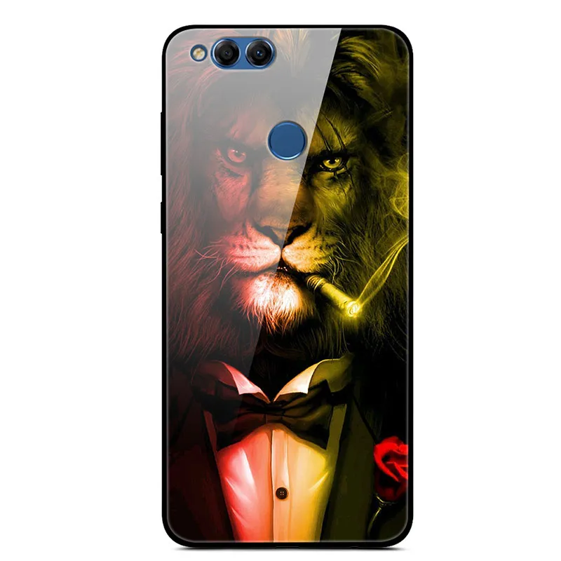 Чехол из закаленного стекла для huawei Honor 7X, задняя крышка из поликарбоната, защитный чехол для телефона huawei Honor 7X7 X X7, мягкий чехол-бампер из ТПУ 5,93 дюйма - Color: 16