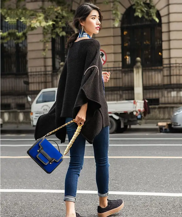 Шерстяной свитер свободного размера высокое качество рукав летучая мышь модный