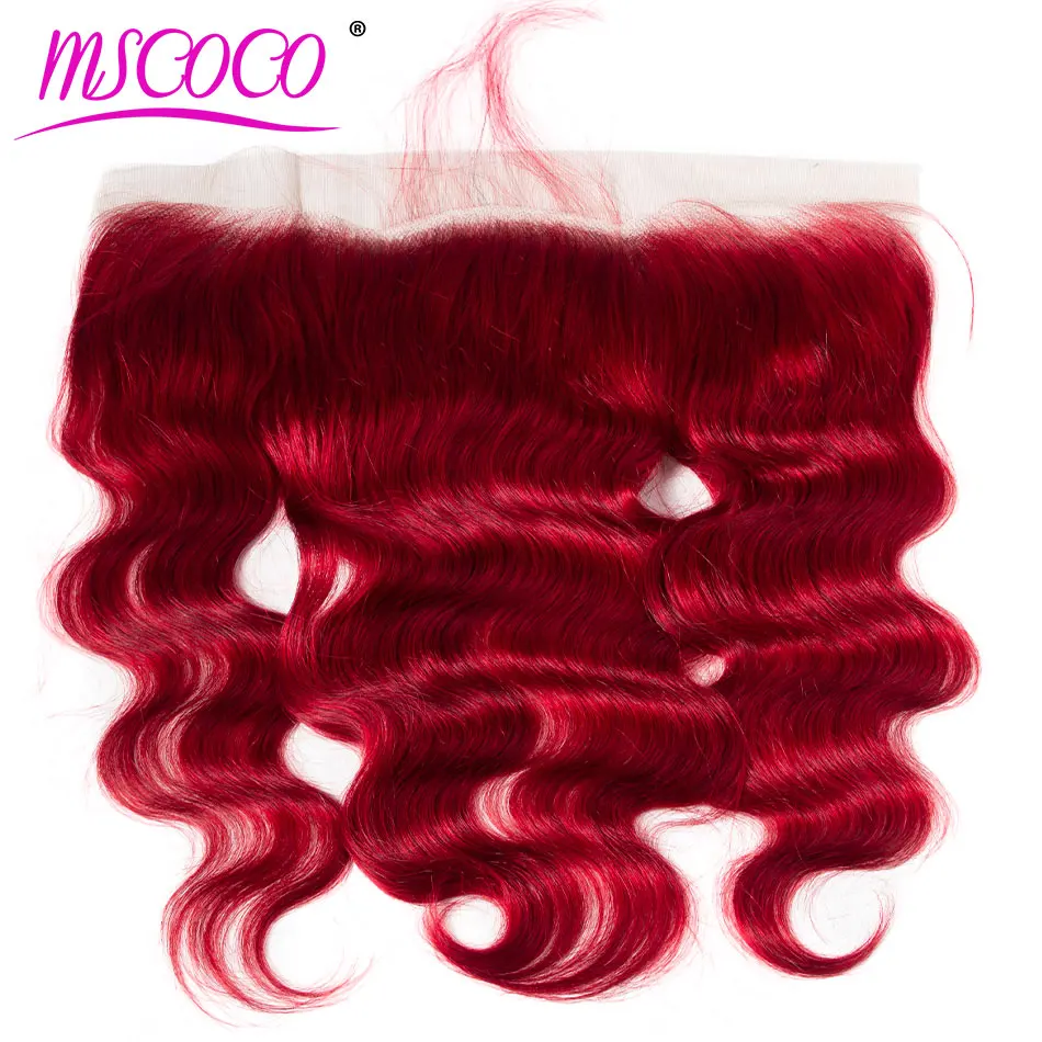Mscoco Бразильская волна тела 13*4 кружевная Фронтальная застежка Remy 100% человеческие
