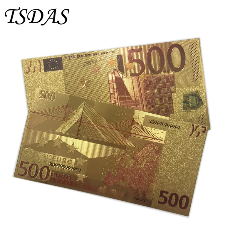 500 Euro Европейский памятный Золотой банкнот 10 шт./партия, цветной 1000 евро банкнота из золотой фольги коллекции - Цвет: 500 Euro