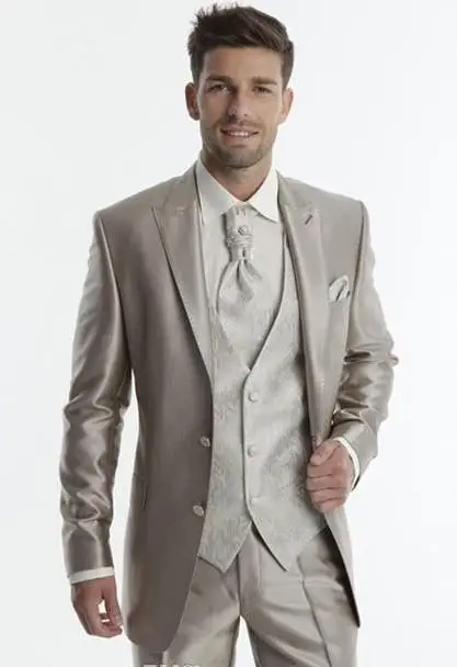 Новое поступление 2015 мужские смокинги костюмы для женихов серебряная куртка +