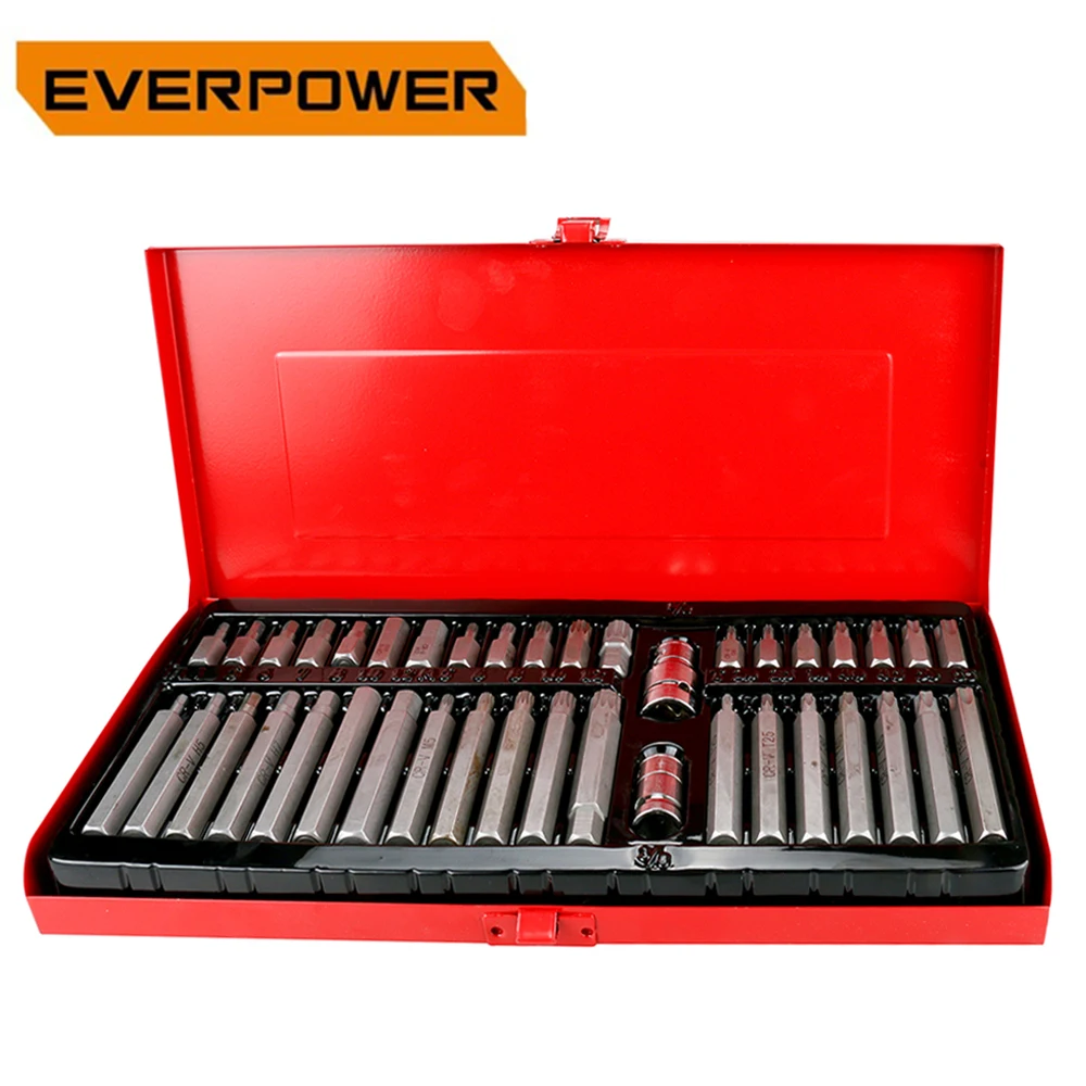 Набор торцевых головок Everpower 40 шт. 3/8 1/2 дюйма с шестигранной головкой 30 мм 75 для