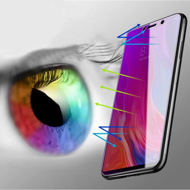 Закаленное защитное стекло для Xiaomi Mi 8 2.5D с защитой от синего цвета Защитная