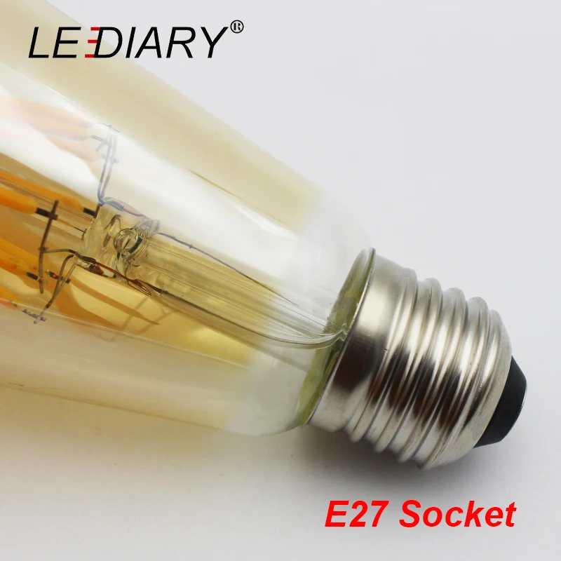 Светодиодный Dimmable 8 Вт 220 В ST64 E27 винтажное Янтарное стекло светодиодный