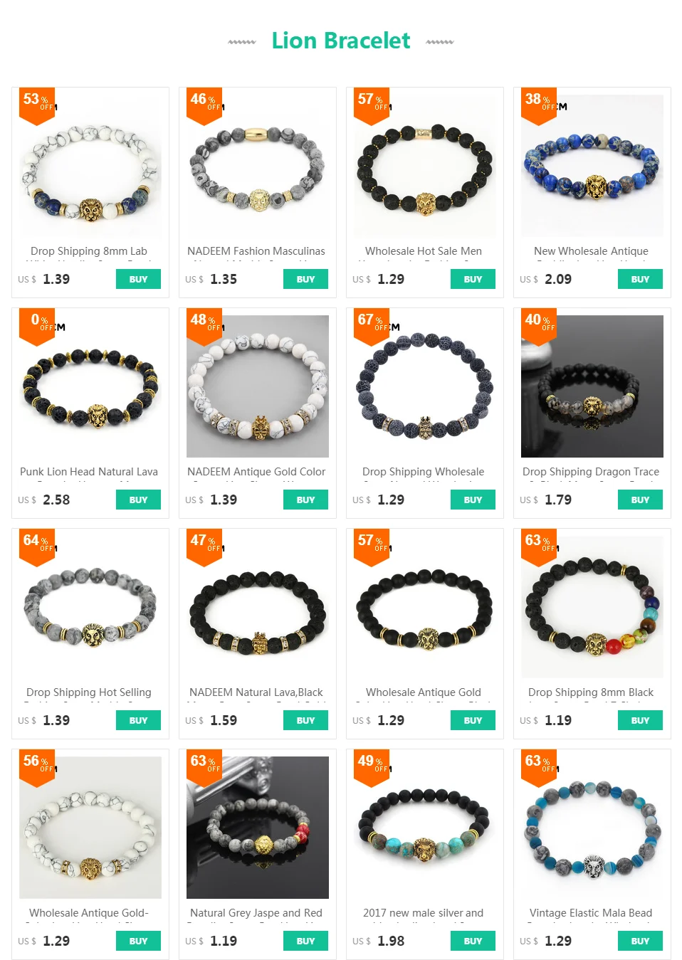 Прямая 8 мм лаборатория Белый Howlite камень браслет из бисера античное золото цвет брелок-Чарм в форме головы льва Йога браслет высококачественный мужские ювелирные изделия