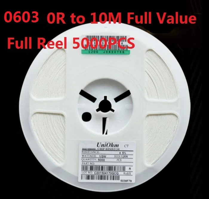 5000 шт. чиповый резистор SMD 0603 10 кОм 5% 1/8 Вт чиповые резисторы (от 0 Ом до м) набор ohm 0R